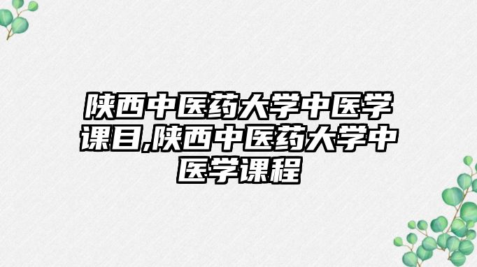 陜西中醫(yī)藥大學(xué)中醫(yī)學(xué)課目,陜西中醫(yī)藥大學(xué)中醫(yī)學(xué)課程